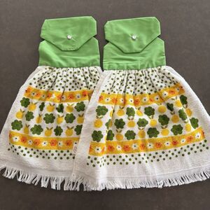 Set of 2 Handmade Hanging Kitchen Towels 1970’s